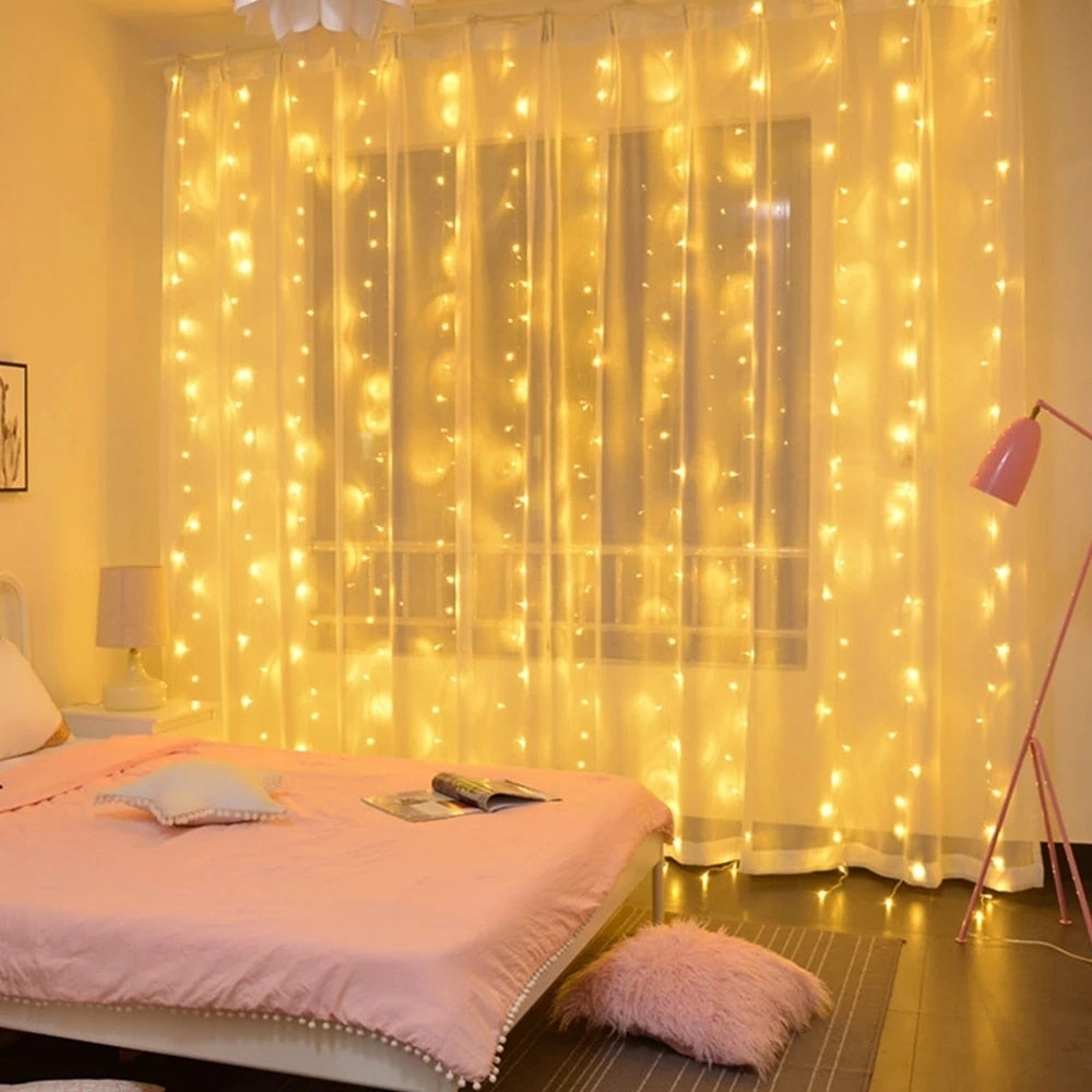 Cortina com Luzes de Led e Controle Remoto