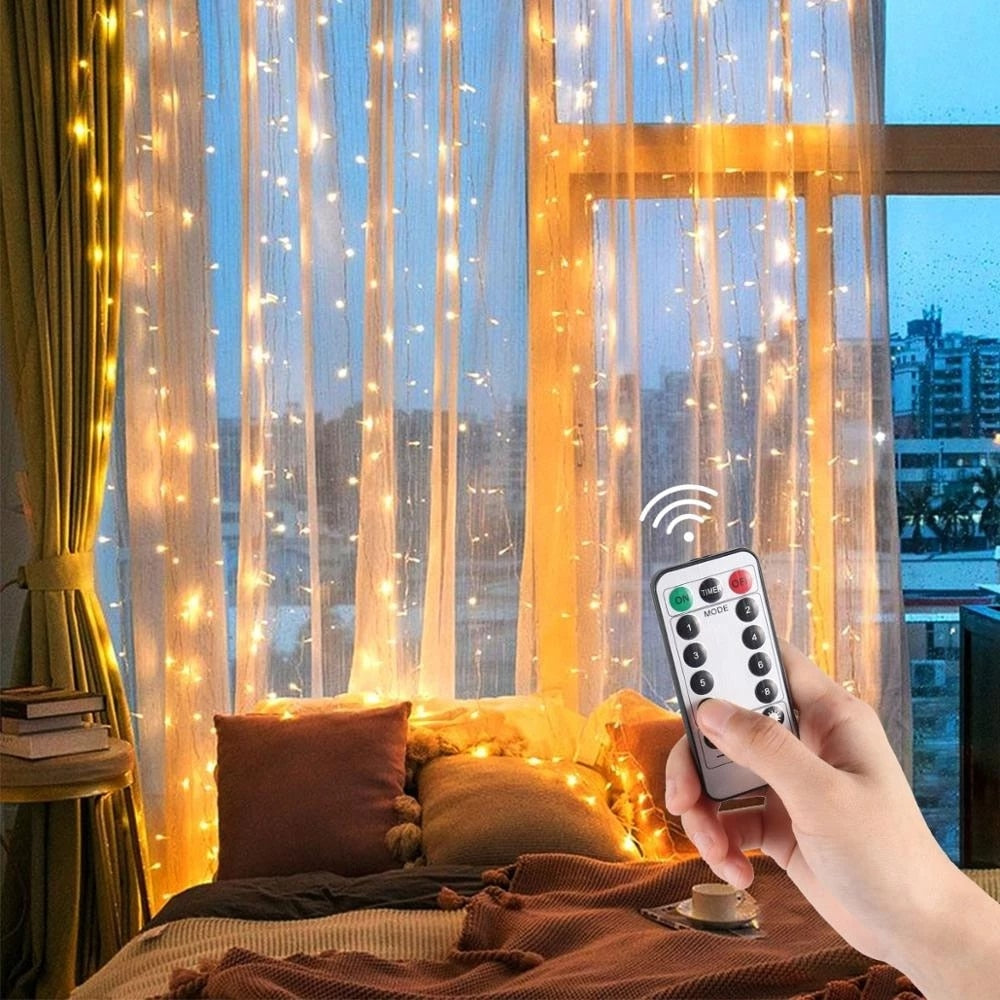 Cortina com Luzes de Led e Controle Remoto