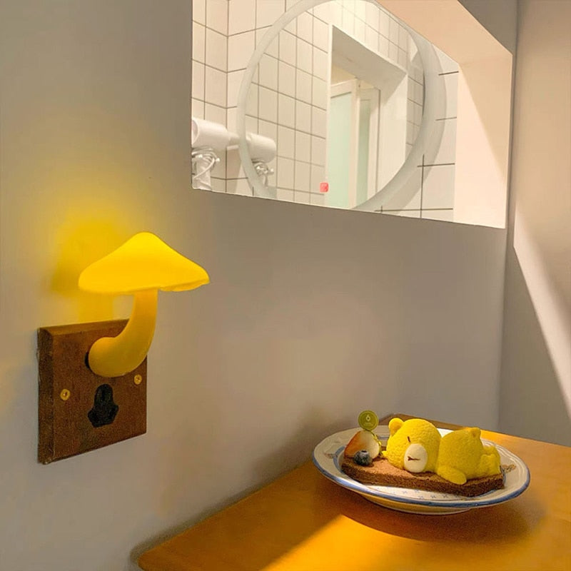 Luminária Abajur Luzinha Noturna de Cogumelo LED Bivolt